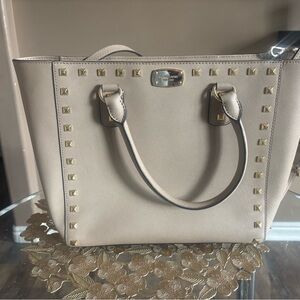 Michael Kors Cream Saffiano Leather Studded Tote
